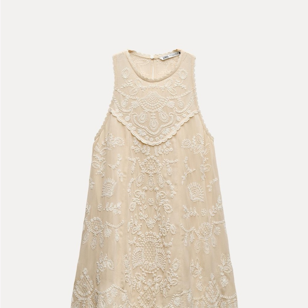 Zara Cream Embroidered Dress
